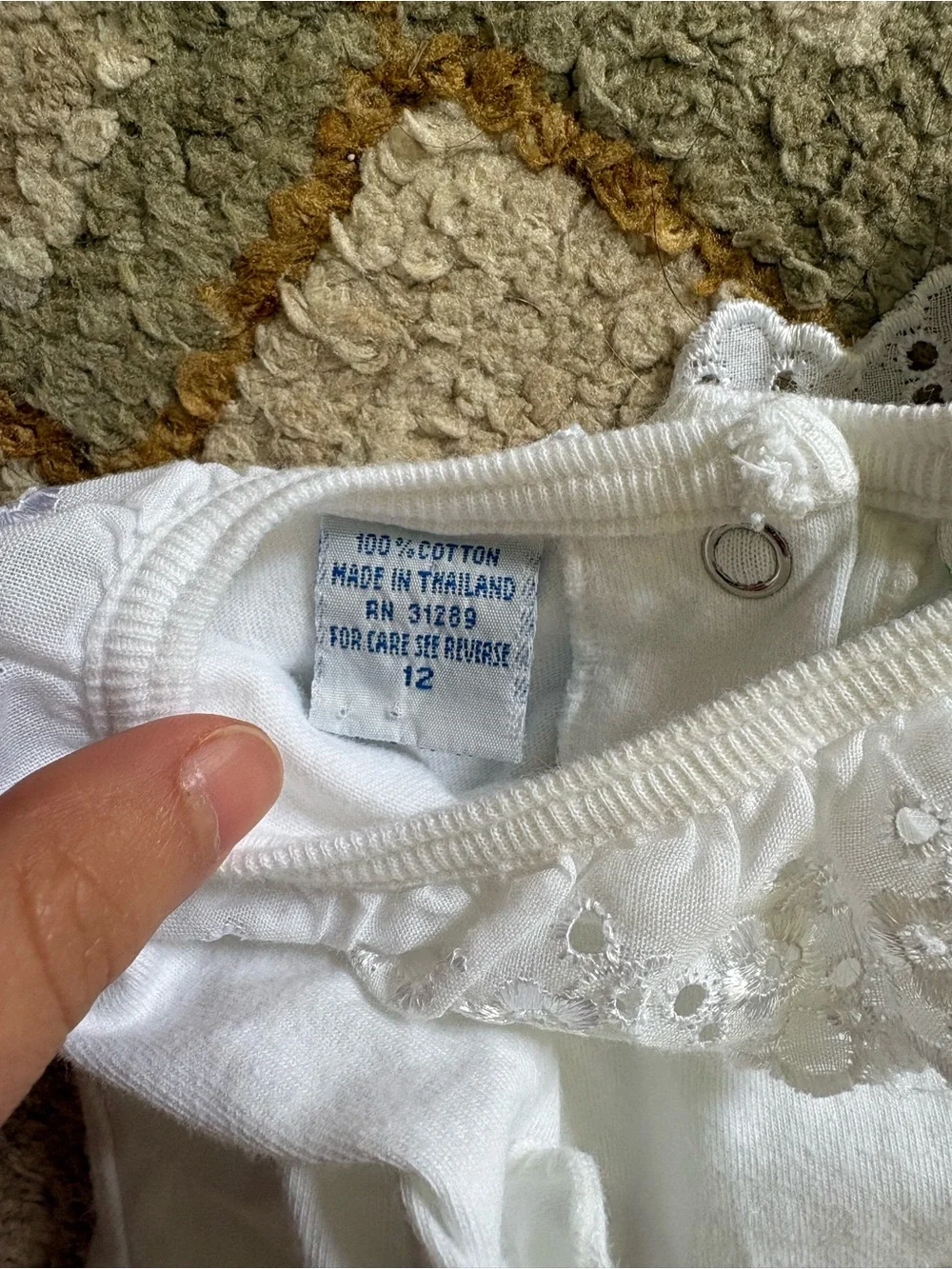 White Eyelet-Collar Baby One-Piece Bodysuit